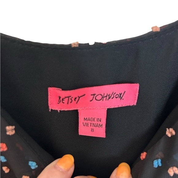 Betsey Johnson Women’s Textured Swiss Dot Multi Colored Faux Wrap Dress Sz 8” - Picture 5 of 15